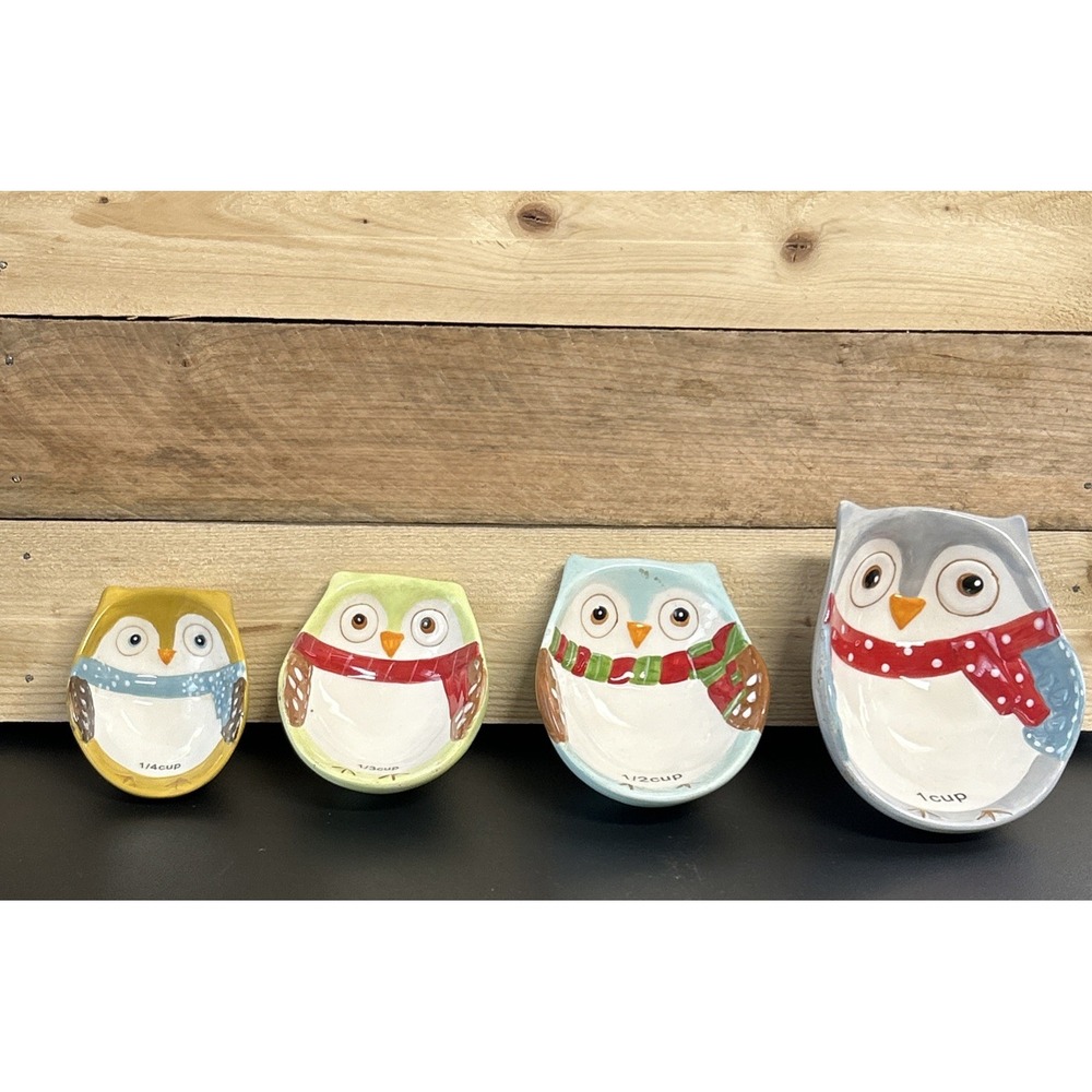 Boston Warehouse Trading Co Owl Measuring Cups Set of‎ 4 Gently Used Nesting